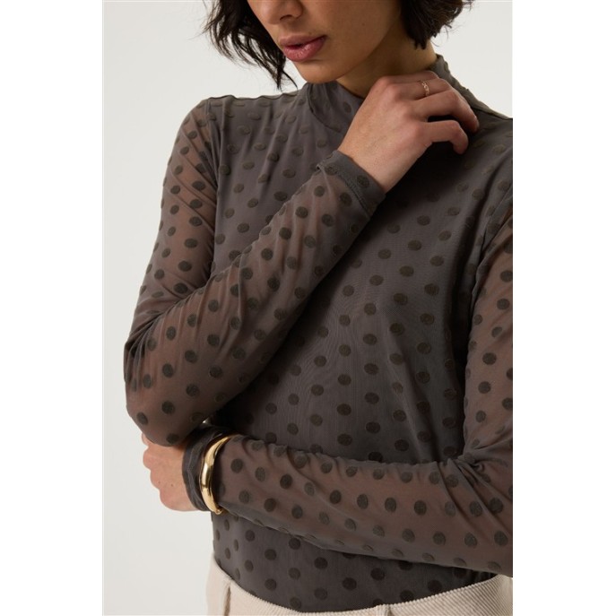 Garcia T-shirt V260213 dots organza RH Graphit